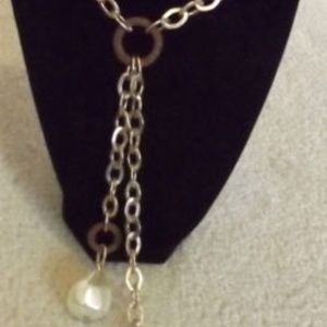 Chico's Faux Pearl Chain Link Necklace